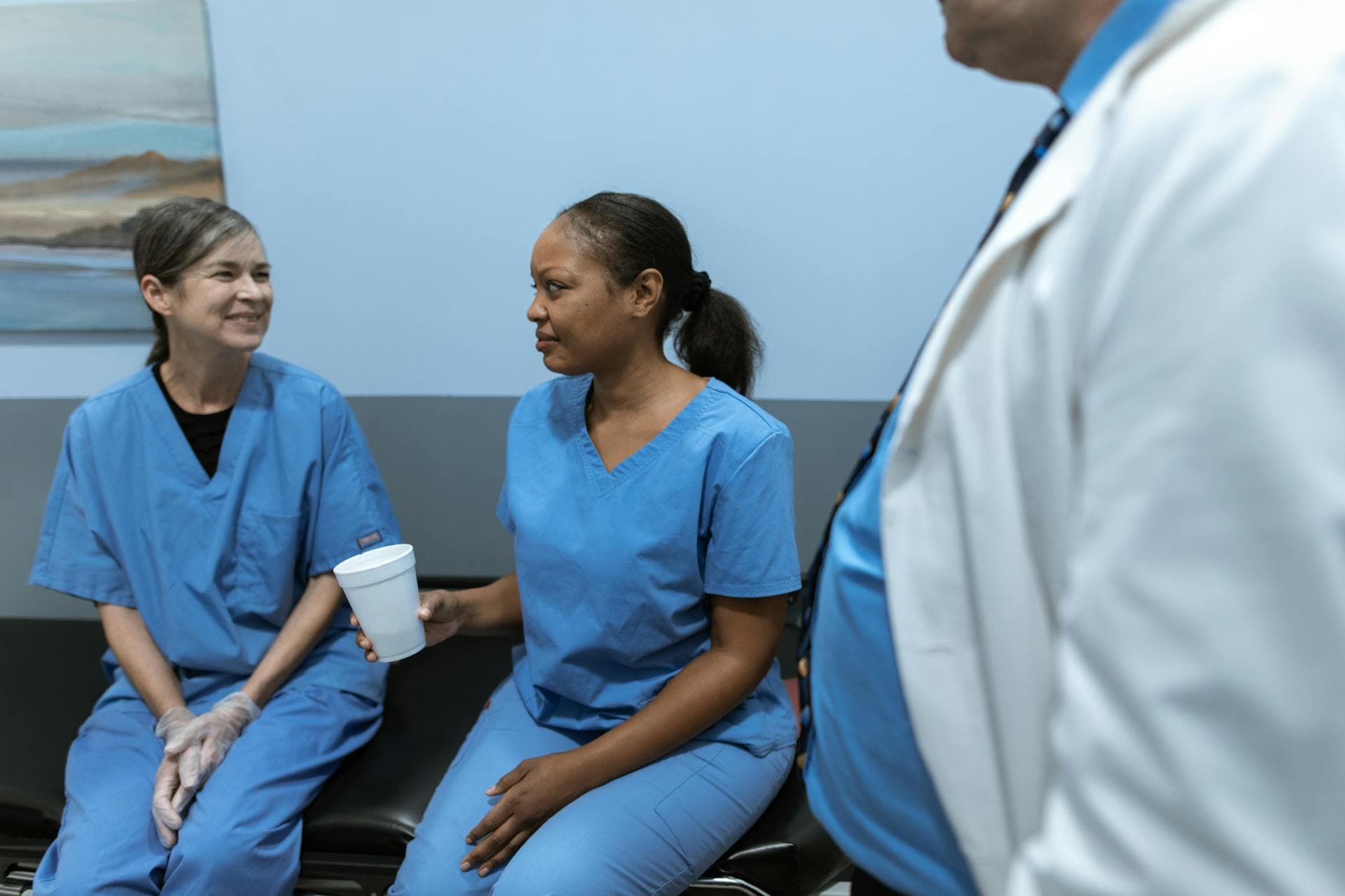 Healthcare professionals in discussion